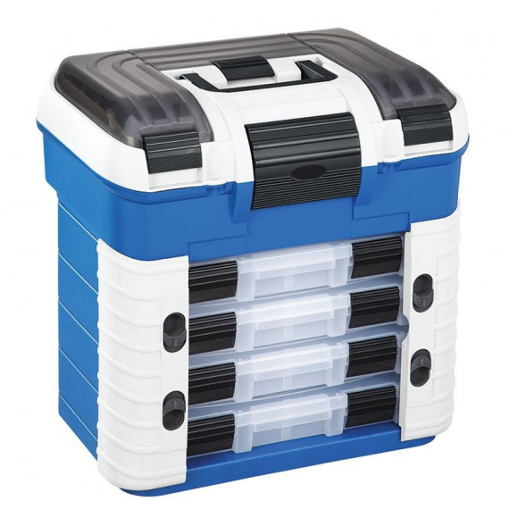 Angelbox Superbox 502 blau / grau 4 Boxen + 1 Spinner Bait Plasticapanaro 1