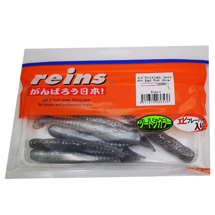 Reins Rockvib Shad 3.5'' B54 Bait Fish Silver par 6 1