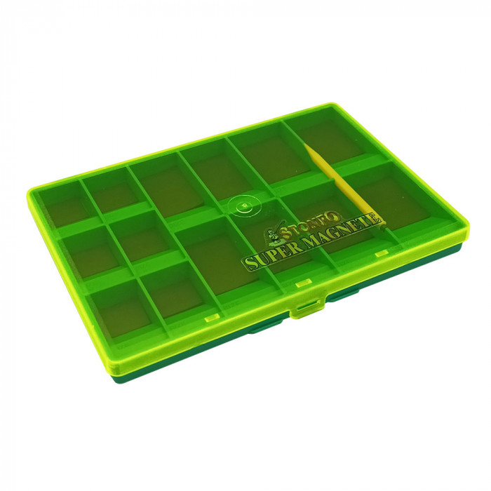 Caja de ganchos magnéticos grande (14 espacios) verde Stonfo 1