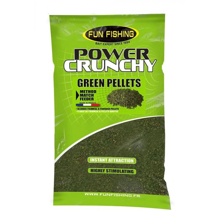 Amorce Power Crunchy 2kg Green Pellet Fun Fishing 1