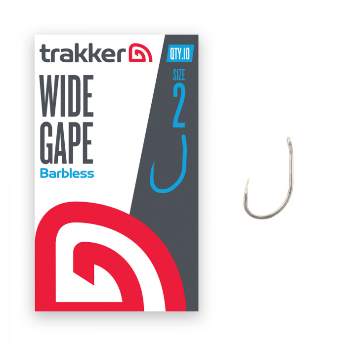 Unmounted Wide Gape Barbless hooks with wide opening Trakker 1