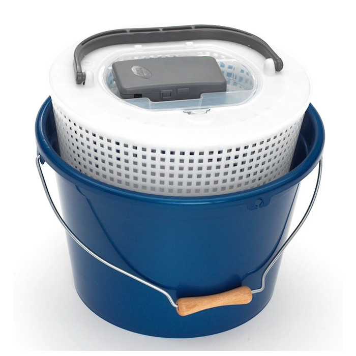 18L Blauwe Metalen Emmer + Beluchter Plastilys 2