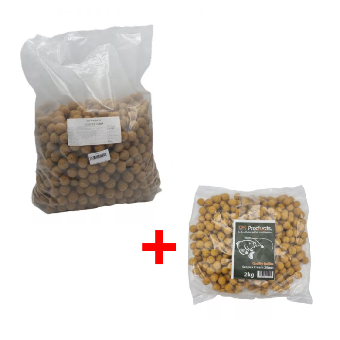 Pack de bouillettes Scopex 5kg + 2kg Dk Quality Scopex Cream 1