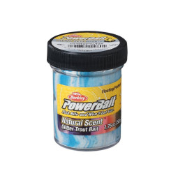 BERKLEY PowerBait Garlic Glitter Trout Bait – White/Blue Glitter – 50g (1.75 oz)