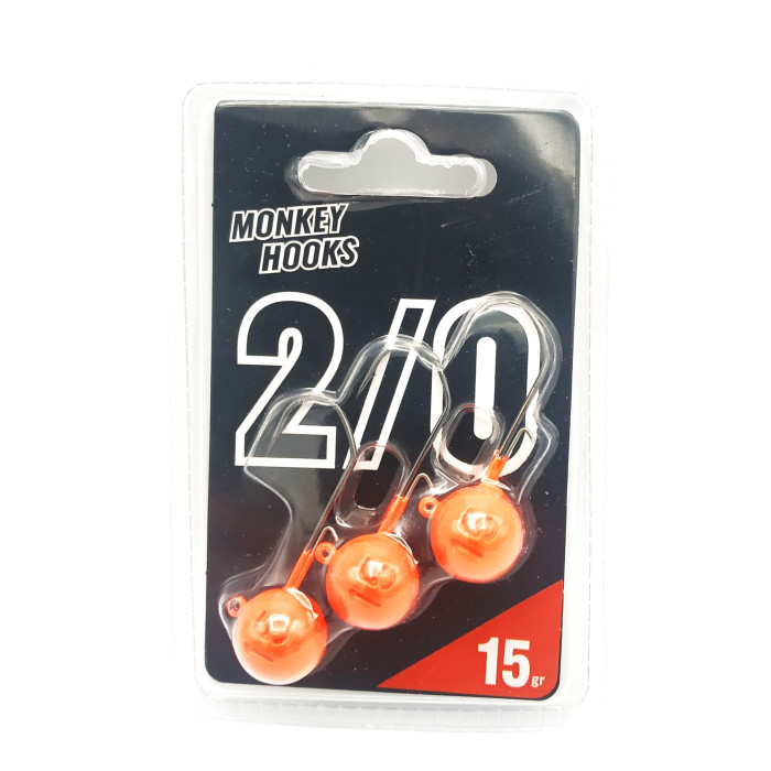 Monkey lures Monkey hook lead head T2/0 orange per 3 1