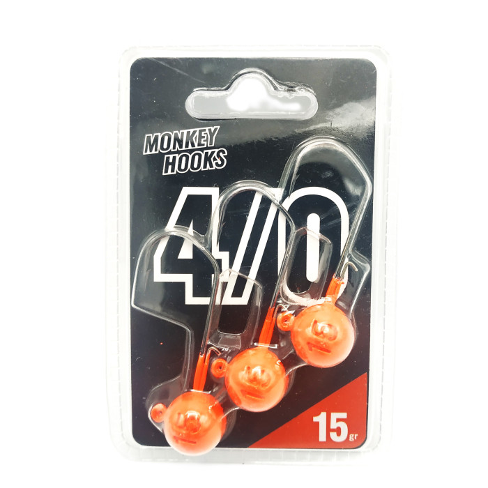 Señuelos Monkey Cabeza con plomo Anzuelo Monkey T4/0 naranja por 3 1
