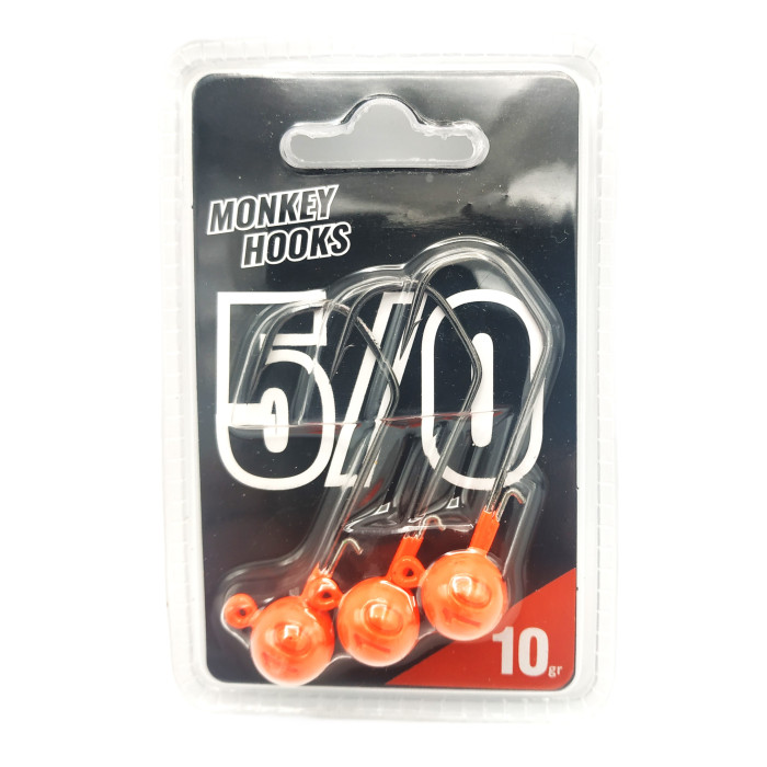 Señuelos Monkey Cabeza de plomo Anzuelo Monkey T5/0 naranja por 3 1