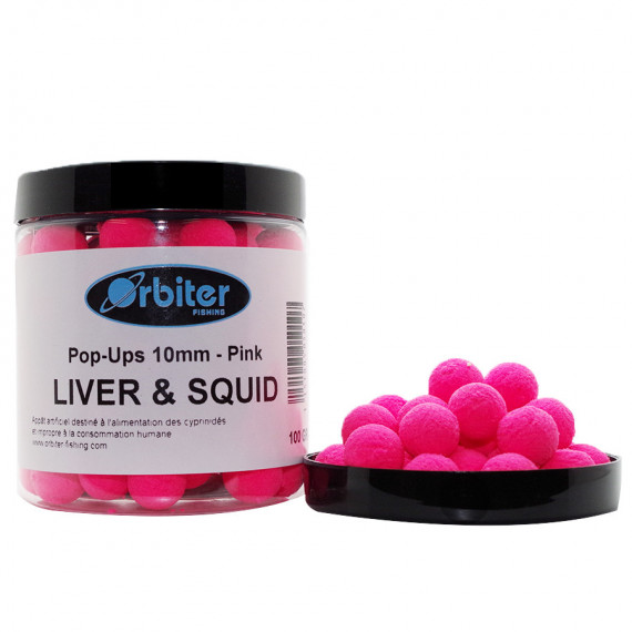 Liver & Squid pop-ups Pink 100gr Orbiter baits 1